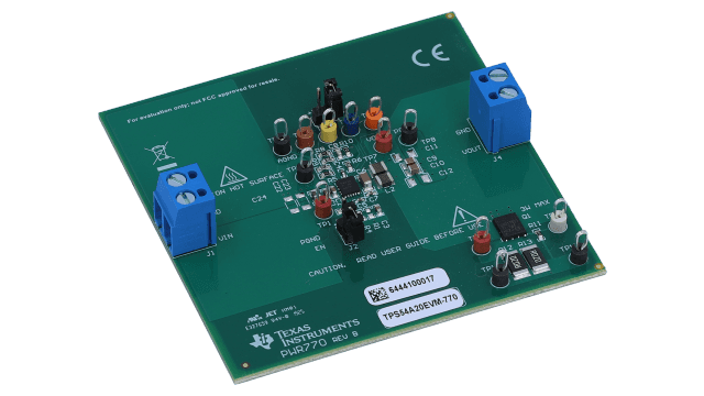 TPS54A20EVM-770 TPS54A20 Synchronous Step-Down Converter Evaluation Module angled board image