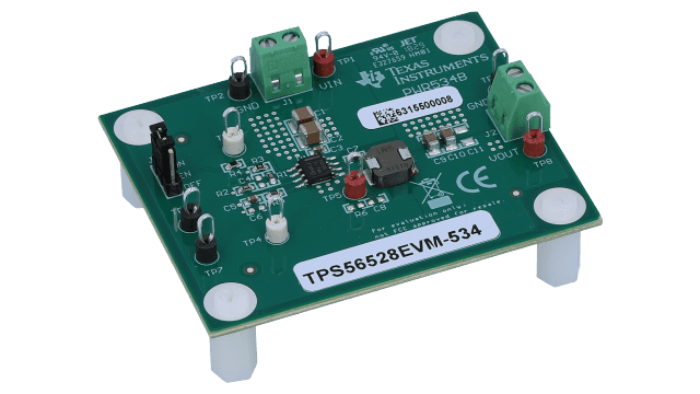 TPS56528EVM-534 TPS56528 Step-Down DC/DC Converter Evaluation Module angled board image