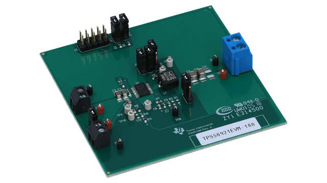 TPS56921EVM-188 TPS56921 Synchronous Step-Down Converter Evaluation Module angled board image