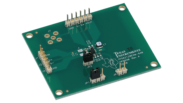 TPS62120EVM-640 TPS62120 Evaluation Module angled board image