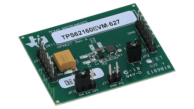 TPS62160EVM-627 Evaluation Module for TPS62160 a 1-A, synchronous, step-down converter in a 2x2-mm, 8-pin WSON angled board image