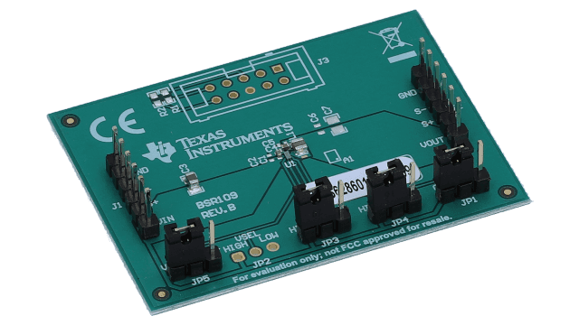TPS628601EVM-109 5.5-V input, 0.6-A output synchronous step-down converter evaluation module with VSEL interface angled board image