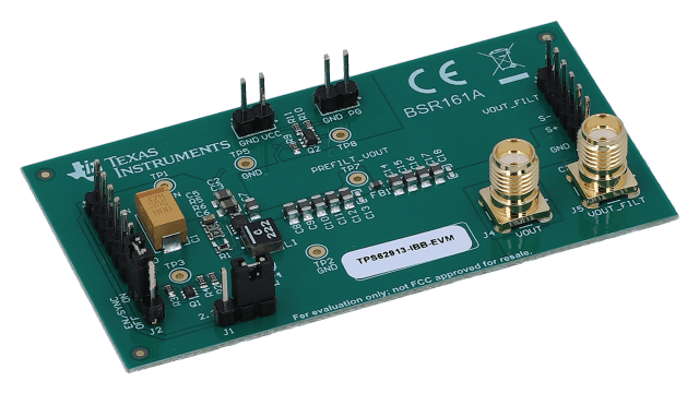 TPS62913-IBB-EVM TPS62913 evaluation module 17-V, low-noise, low-ripple, inverting buck-boost configuration converter angled board image