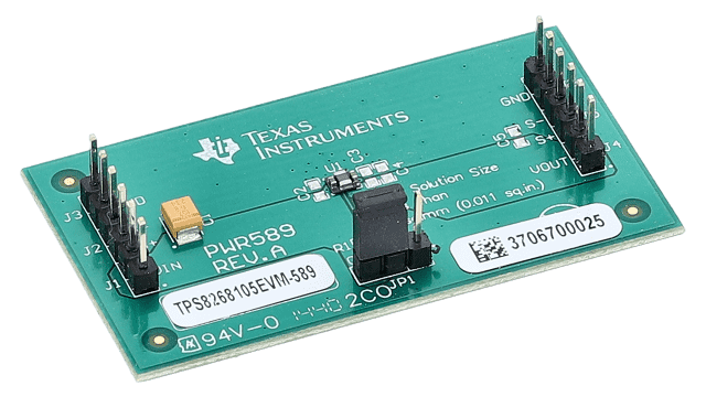 TPS8268105EVM-589 1.6-A Complete Step Down Converter Solution Evaluaton Module angled board image