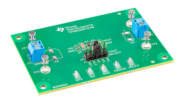 TPSM265R1EVM Placa de evaluación de módulo de alimentación de 100 mA, entrada de 3 V a 65 V y salida de 1.223 V a 15 V angled board image