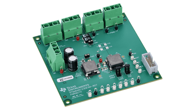 TPSM846C23DEVM-807 Parallel TPSM846C23 70A PMBus Power Module Evaluation Board angled board image
