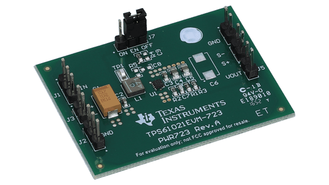 TPS61021EVM-723 Boost Converter Evaluation Module for TPS61021 angled board image