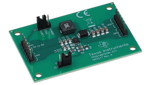TPS61087EVM-317 TPS61087 Evaluation Module angled board image