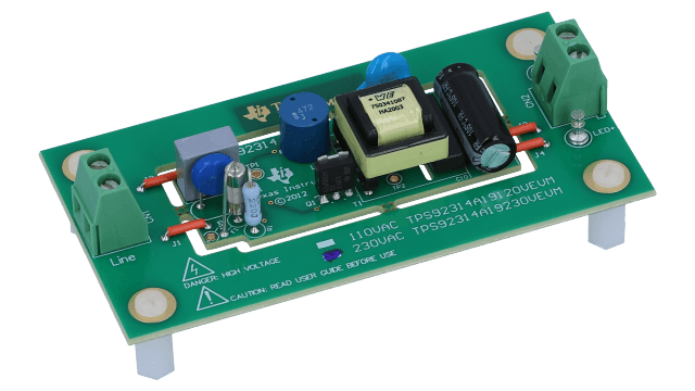 TPS92314A19230VEVM TPS92314A19230VEVM Off-Line Primary Side Sensing Controller with PFC Evaluation Module Board angled board image