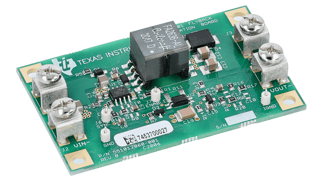 LM5001ISOEVAL/NOPB ワイド入力電圧範囲（Vin）のスイッチ・モード・レギュレータの評価モジュール angled board image