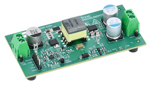 LM5155EVM-FLY 2.2 MHz non sync boost control EVM angled board image