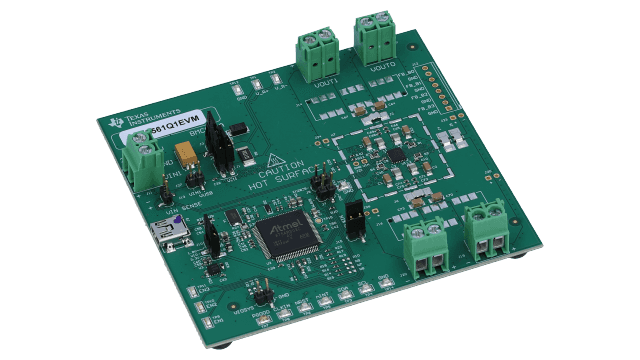LP87561Q1EVM Four-Phase 16-A Buck Converter With Integrated Switches Evaluation Module angled board image