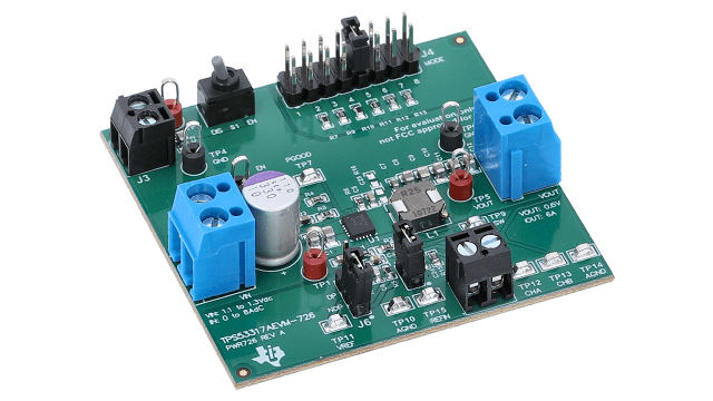 TPS53317AEVM-726 Evaluation Module for TPS53317A Synchronous Step-Down Converter for DDR VTT angled board image