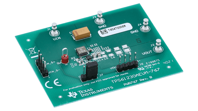 TPS61230AEVM-767 Evaluation Board for TPS61230A 6A High Efficiency Boost Converter in 2-mm × 2-mm QFN Package angled board image