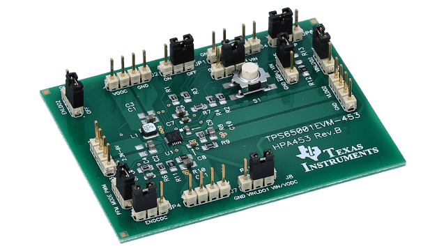TPS65001EVM-453 TPS65001EVM-453 Evaluation Module angled board image