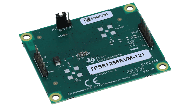 TPS81256EVM-121 MicroSiP&trade; 패키지의 3W 고효율 스텝업 컨버터 평가 모듈 angled board image