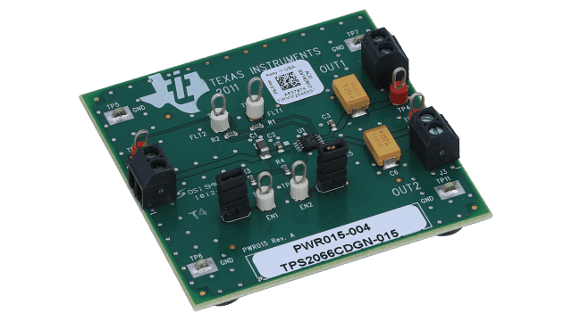 TPS2066CDGNEVM-015 Evaluation Module for TPS2066C Dual-Channel, Current-Limited, Power-Distribution Switch angled board image