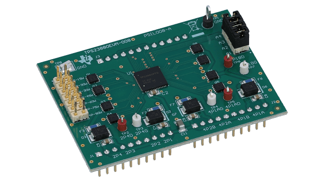 TPS23880EVM-008 <p>TPS23880 EVM daughter card for IEEE 802.3bt-ready PoE PSE applications</p> angled board image