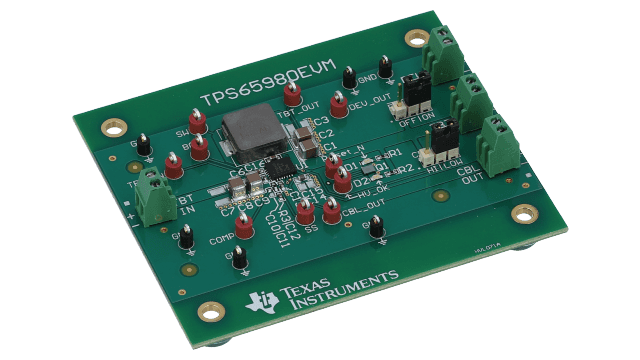 TPS65980EVM TPS65980EVM: Thunderbolt™ バス・パワー昇降圧評価モジュール angled board image