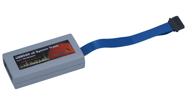 TMDSEMU560V2STM-U XDS560™ software v2 system trace USB debug probe angled board image