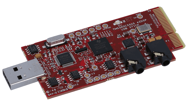 TMDX5505EZDSP Herramienta de desarrollo de baterías USB C5505 eZdsp™ angled board image