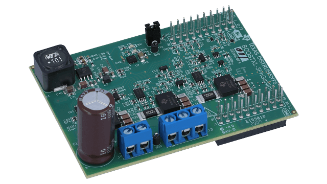 BOOSTXL-3PHGANINV 48-V Three-Phase Inverter With Shunt-Based In-Line Motor Phase Current Sensing Evaluation Module angled board image