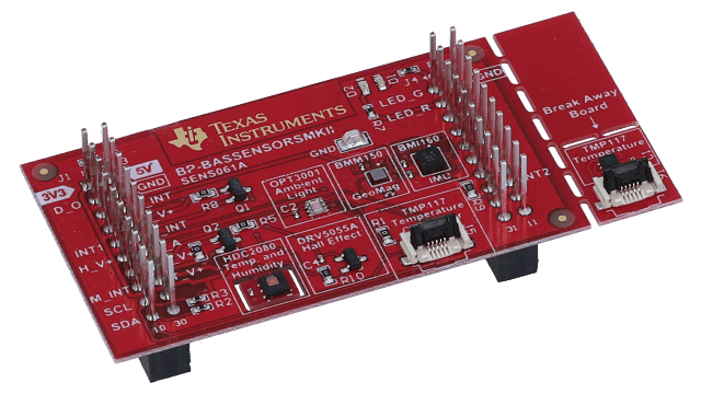 BP-BASSENSORSMKII Sensors BoosterPack&trade; plug-in module for building automation angled board image