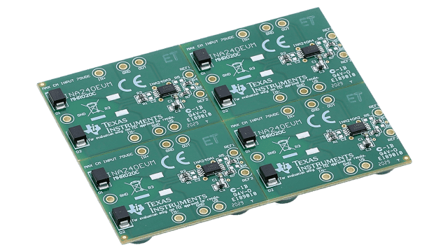 INA240EVM High or Low Side Current Sensing Amplifier for PWM Applications Evaluation Module angled board image
