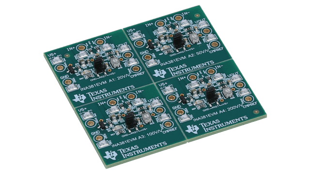 INA381EVM INA381 Current Sense Amplifier With Integrated Over-Current Comparator Evaluation Module angled board image