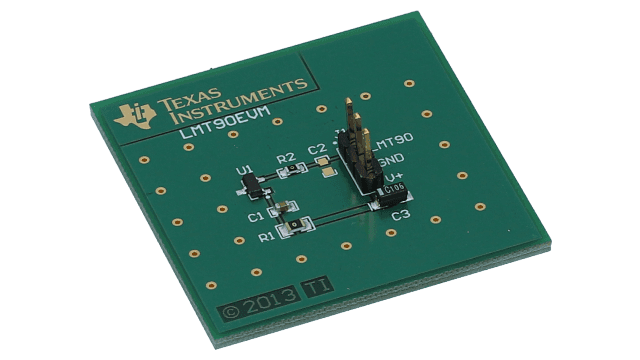 LMT90EVM <p>LMT90EVM temperature sensor evaluation module</p> angled board image