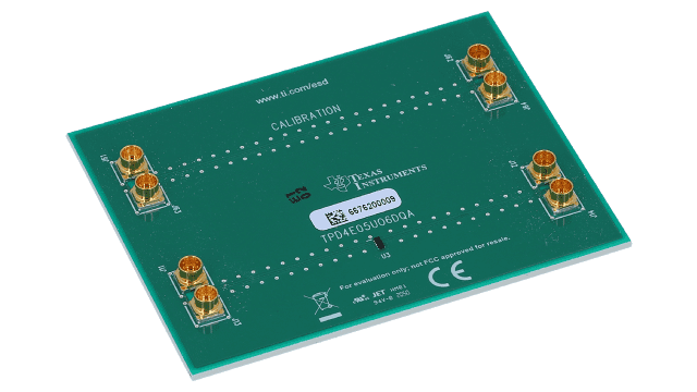 TPD4E05U06DQAEVM Módulo de evaluación TPD4E05U06 de diodo de 4 canales de protección contra IEC ESD de capacitancia ultrabaja angled board image
