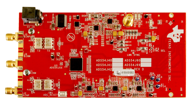 ADS54J40EVM ADS54J40 Dual-Channel, 14-Bit, 1.0-GSPS Analog-to-Digital Converter Evaluation Module top board image