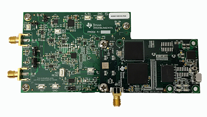 ADS9110EVM-PDK ADS9110 performance demonstration kit for 18-bit, 2-MSPS, one-channel SAR ADC with enhanced SPI top board image