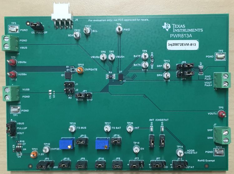 BQ25872EVM-813 BQ25872 Complete Charger Evaluation Module top board image