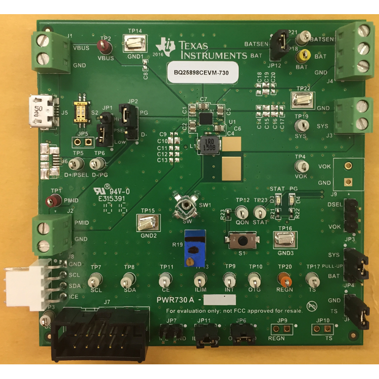 BQ25898CEVM-730 BQ25898C Complete Charger Evaluation Module top board image