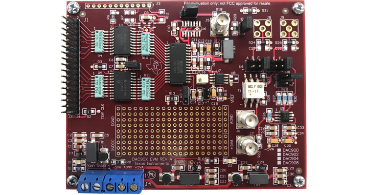 DAC900EVM DAC900 10 ビット、165MSPS、D/A コンバータ（DAC）の評価モジュール top board image