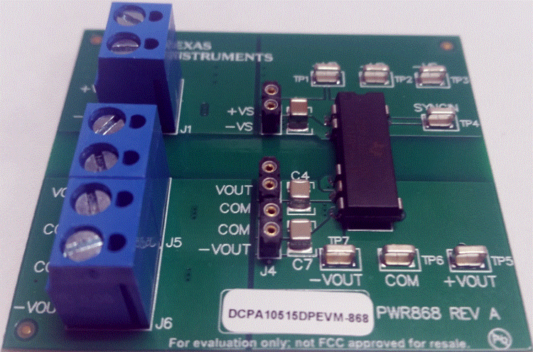 DCPA10515DEVM-868 DCPA10515D 1W、デュアル出力、絶縁型電源モジュールの EVM top board image