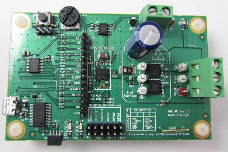 DRV8702D-Q1EVM DRV8702D-Q1 車用半橋有刷 DC 馬達閘極驅動器評估模組 top board image