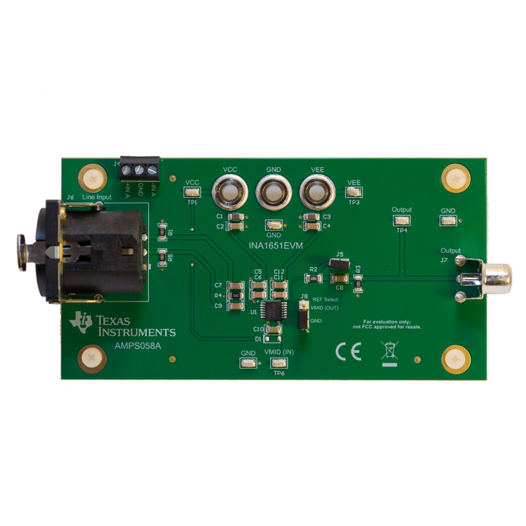 INA1651EVM INA1651 Audio Line Receiver Evaluation Module top board image