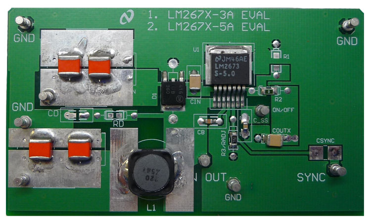 LM2675-5.0EVAL SIMPLE SWITCHER Power Converter High Efficiency 1A Step-Down Voltage Regulator Evaluation Module top board image