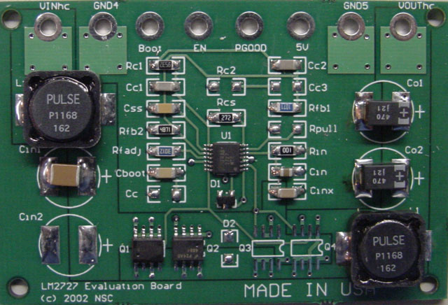 LM2727EVAL N-Channel FET Synchronous Buck Regulator Controller for Low Output Voltages top board image
