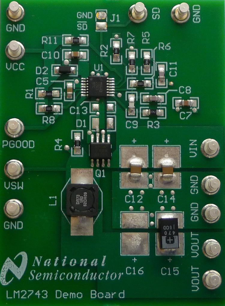 LM2743EVAL/NOPB Low Voltage N-Channel MOSFET Synchronous Buck Regulator Controller Evaluation Module top board image