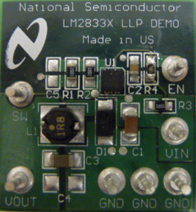LM2833XSDEVAL LM2833X LLP - 1.5MHz 3.0A Step-Down DC-DC Switching Regulator Evaluation Module top board image