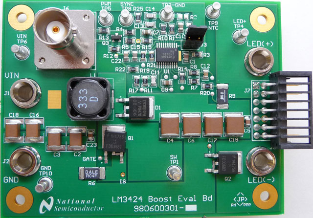 LM3424BSTEVAL/NOPB LM3424 Boost Evaluation Board top board image