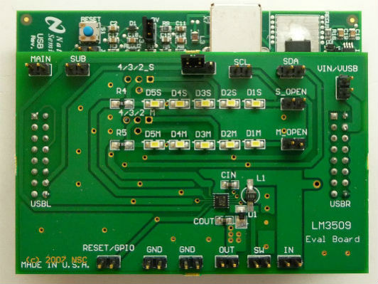 LM3509SDEV LM3509SD Evaluation Board top board image
