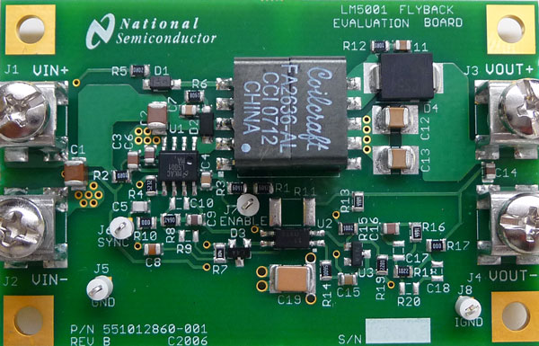 LM5001NISOEVAL LM5001 Wide Vin Non-Isolated Flyback Evaluation Board top board image