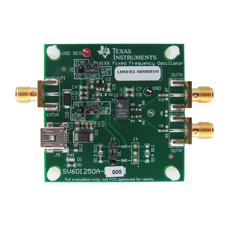 LMK61E2-100M00EVM LMK61E2-100M00 Ultra-Low-Jitter Fixed Frequency Oscillator EVM top board image
