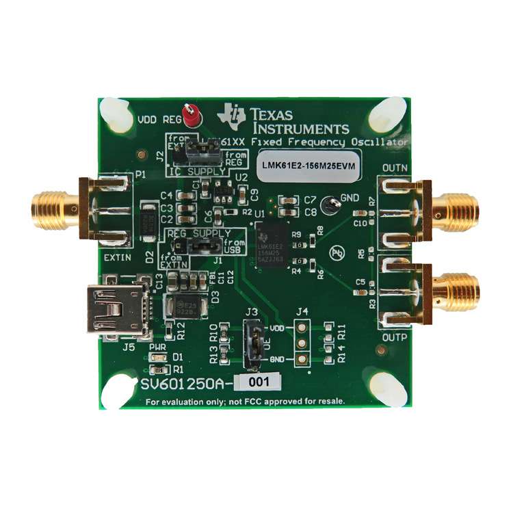 LMK61E2-156M25EVM LMK61E2-156M25EVM Ultra-Low-Jitter Fixed Frequency Oscillator EVM top board image
