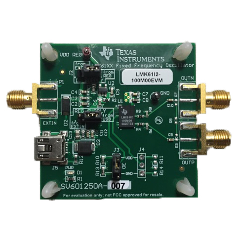 LMK61I2-100M00EVM LMK61I2-100M00 Ultra-Low-Jitter Fixed Frequency Oscillator EVM top board image
