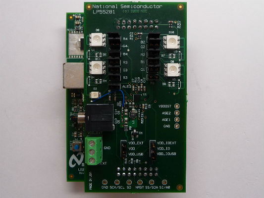 LP55281RLEV/NOPB Controlador RGB cuádruple de la familia PowerWise&reg;. top board image